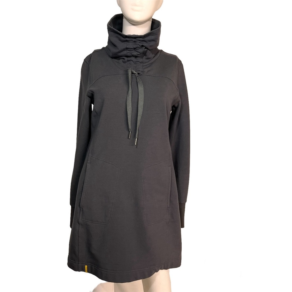 Lolë Lole Gray Cowl Wide Neck Drawstring Sweatshirt Side Pockets Size Medium M